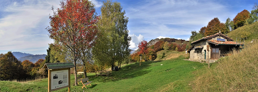 La bella radura pascoliva di Baita Foldone (1450 m) colorata d'autunno